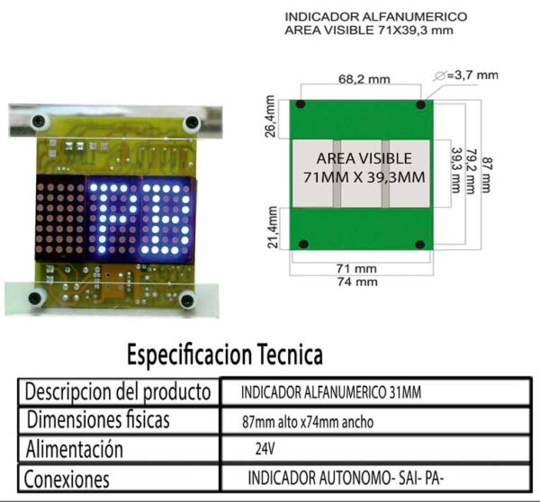 Indicador alfanumérico Saitek